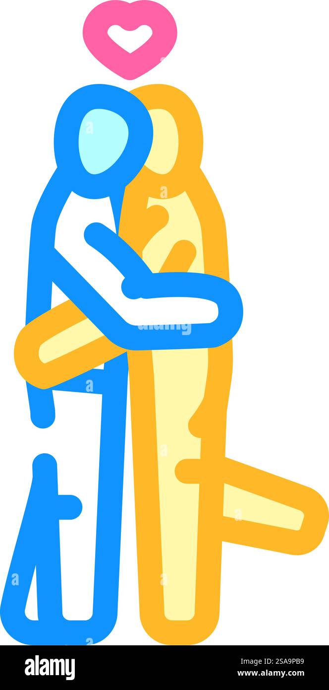 coppia gay lgbt ama il colore icona vettoriale. segno d'amore per coppie gay lgbt. illustrazione del simbolo isolato. la coppia gay lgbt ama l'illustrazione vettoriale dell'icona a colori Illustrazione Vettoriale