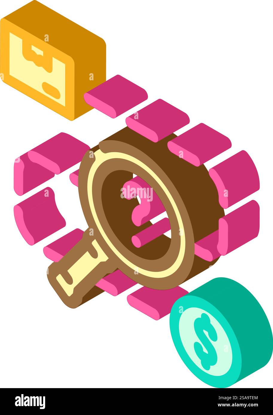 vettore di icone isometriche per il monitoraggio delle vendite dei processi aziendali. firma del processo aziendale per il monitoraggio delle vendite. illustrazione del simbolo isolato. illustrazione vettoriale dell'icona isometrica del processo aziendale di monitoraggio delle vendite Illustrazione Vettoriale