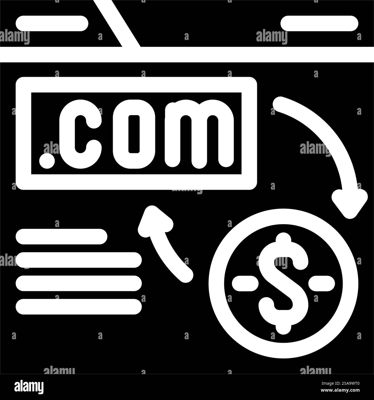 vettore dell'icona glifo del dominio. segnale flipping dominio. illustrazione del simbolo isolato. illustrazione vettoriale dell'icona glifo del dominio Illustrazione Vettoriale