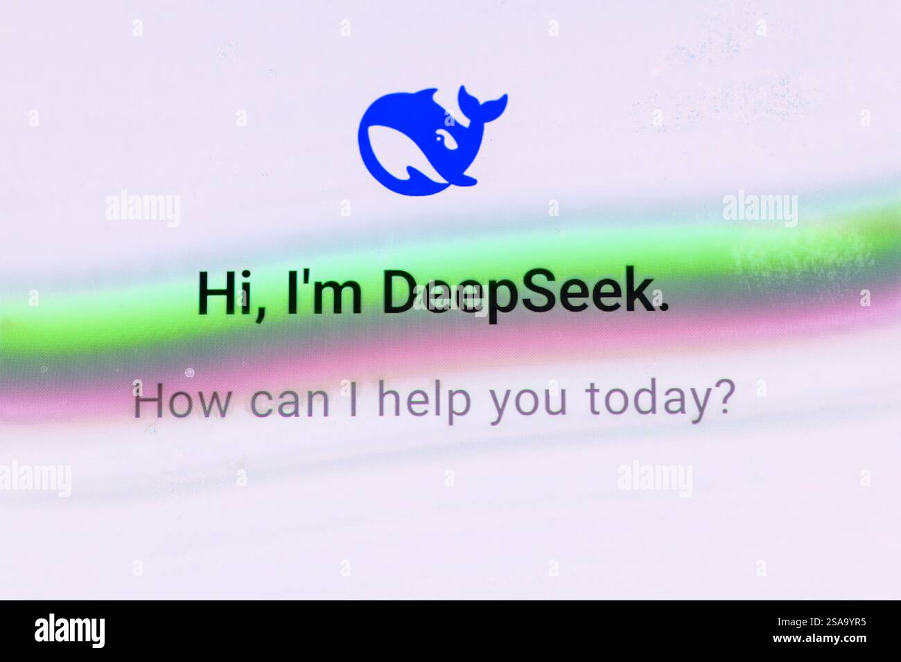 Londra. REGNO UNITO- 01.29.2025. Primo piano della pagina iniziale di benvenuto dell'app cinese open source per l'intelligenza artificiale DeepSeek. Foto Stock