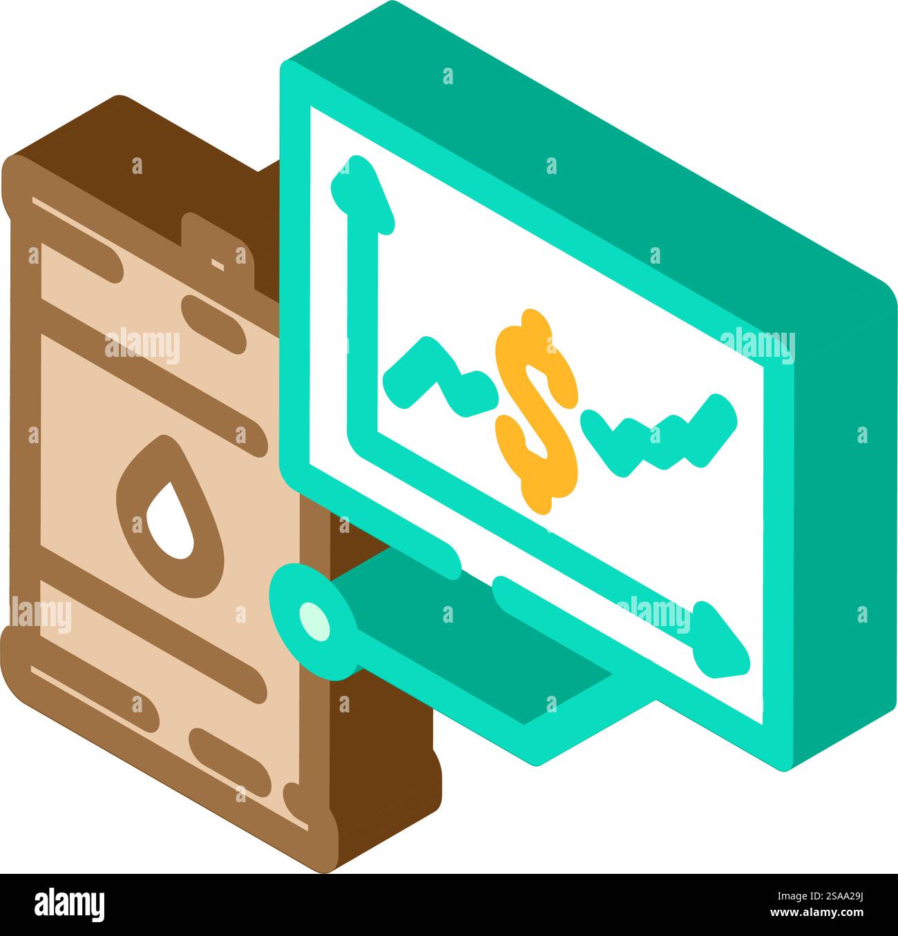 vettore icona isometrico del settore del prezzo del petrolio. segnale dell'industria del prezzo del petrolio. illustrazione del simbolo isolato. illustrazione vettoriale dell'icona isometrica del settore del prezzo del petrolio Illustrazione Vettoriale