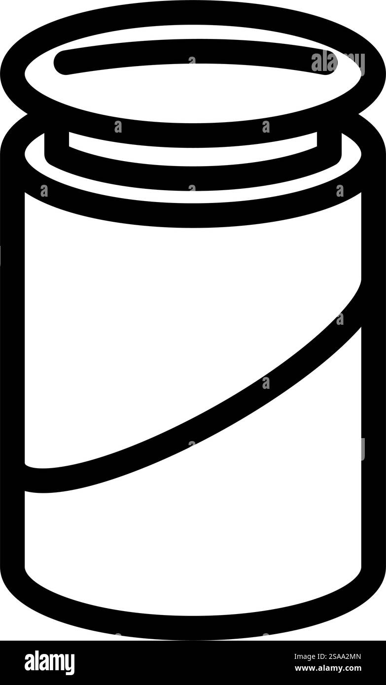 provetta con vettore dell'icona della linea del tappo. provetta con etichetta tappo. illustrazione nera del simbolo del contorno isolato. immagine vettoriale dell'icona della linea del tappo Illustrazione Vettoriale