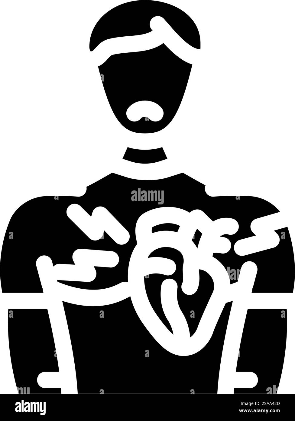 malattia dell'uomo di cuore glifo icona vettore. segno di malattia dell'uomo di cuore. illustrazione del simbolo isolato. illustrazione vettoriale icona glifo malattia dell'uomo cardiaco Illustrazione Vettoriale