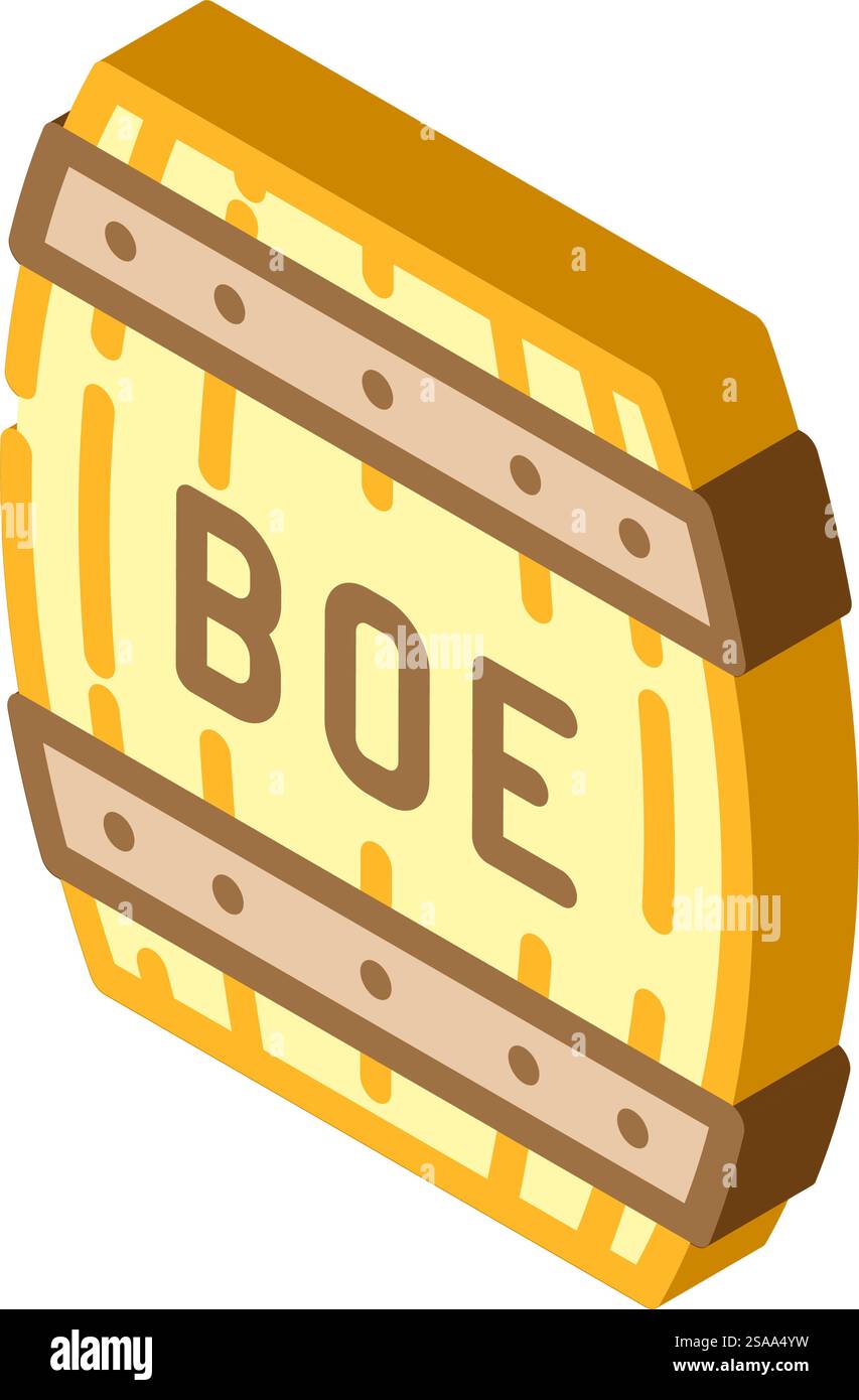 vettore icona isometrico boe equivalente in barile di olio. segnale boe equivalente al barile di olio. illustrazione del simbolo isolato. illustrazione vettoriale dell'icona isometrica boe equivalente al barile di olio Illustrazione Vettoriale