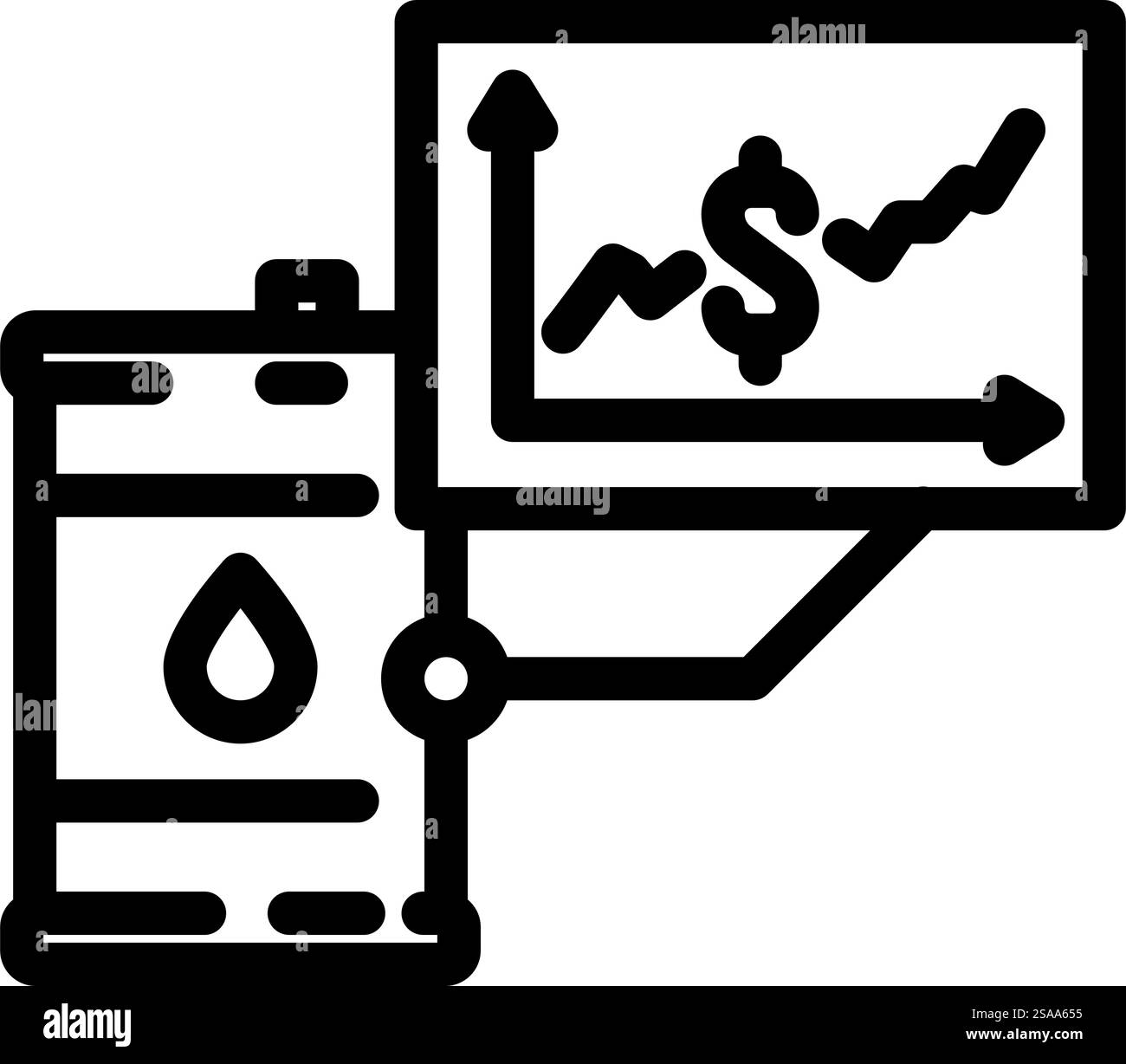 vettore icona linea settore prezzo del petrolio. segnale dell'industria del prezzo del petrolio. illustrazione nera del simbolo del contorno isolato. illustrazione vettoriale dell'icona della linea del settore del prezzo del petrolio Illustrazione Vettoriale