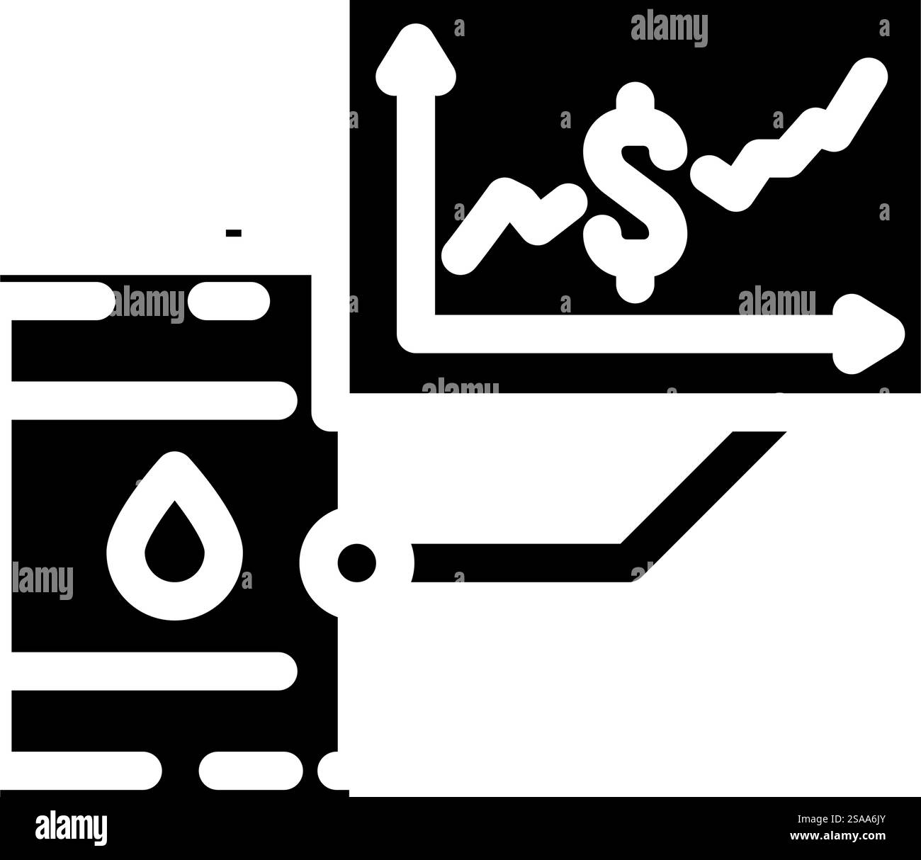 vettore icona glifo del settore del prezzo del petrolio. segnale dell'industria del prezzo del petrolio. illustrazione del simbolo isolato. illustrazione vettoriale dell'icona glifo del settore del prezzo del petrolio Illustrazione Vettoriale
