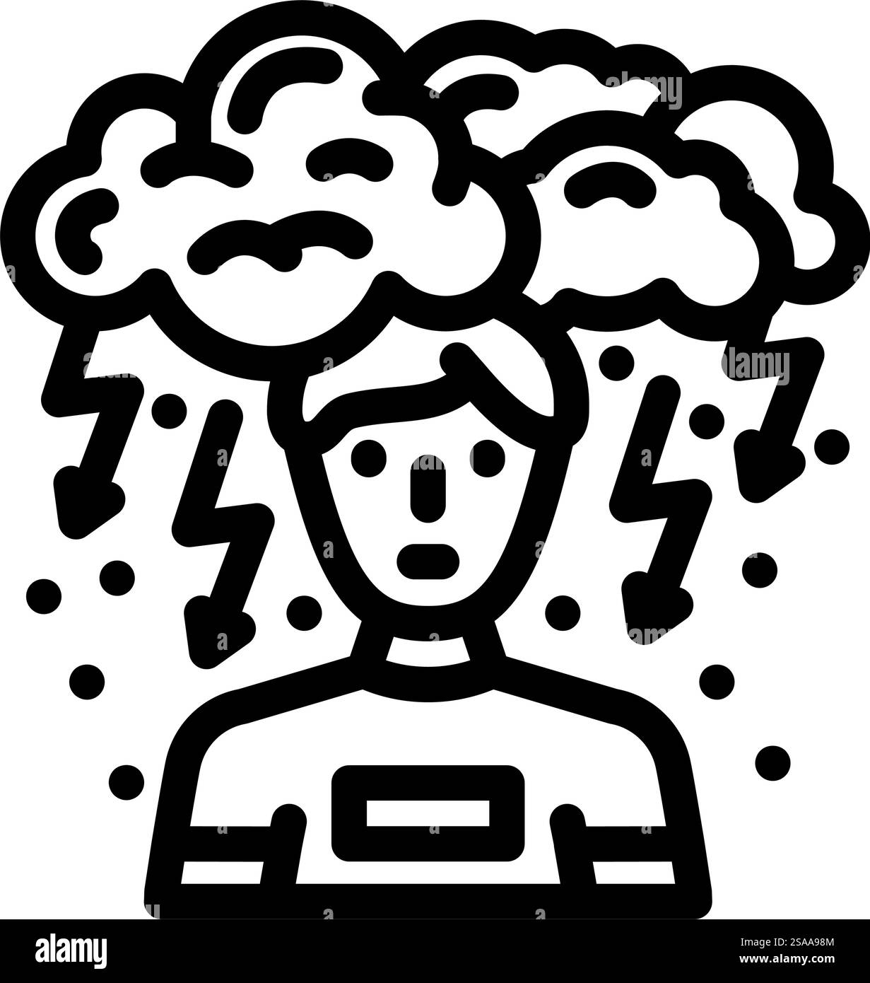 depressione uomo malattia linea icona vettore. segno di malattia dell'uomo della depressione. illustrazione nera del simbolo del contorno isolato. illustrazione vettoriale dell'icona della linea della malattia dell'uomo della depressione Illustrazione Vettoriale