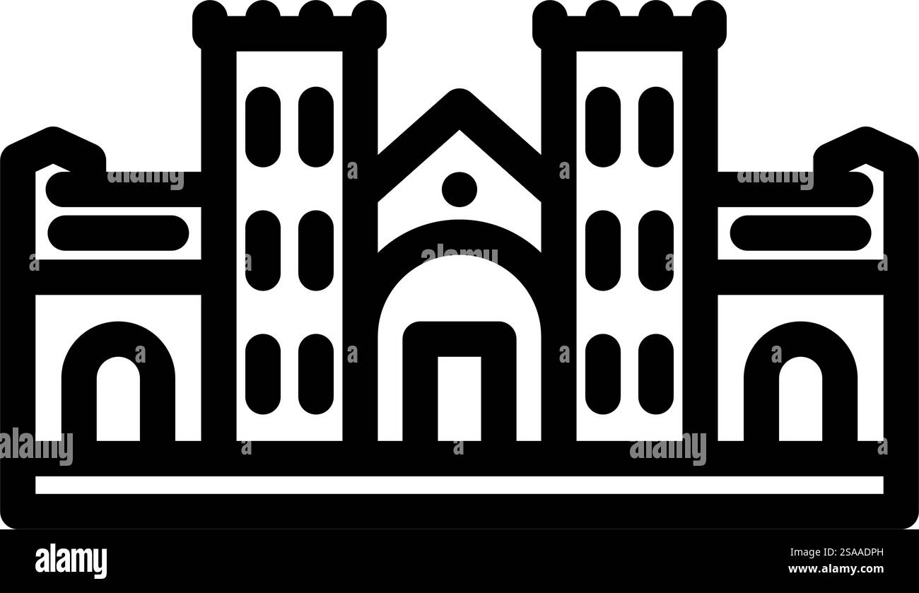 vettore icona linea edificio scuola casa. insegna dell'edificio scolastico della casa. illustrazione nera del simbolo del contorno isolato. illustrazione vettoriale dell'icona della linea dell'edificio scolastico della casa Illustrazione Vettoriale