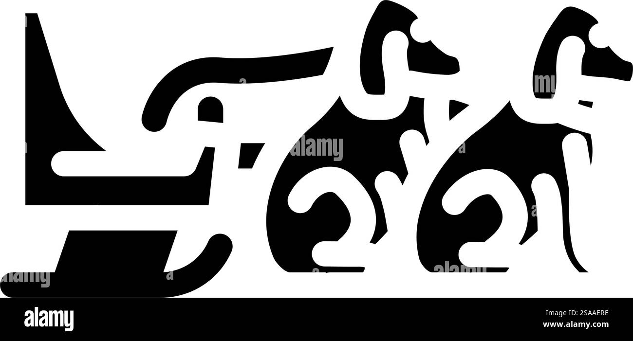 icona vector di glifi per sport invernali da corsa con cani da slitta. insegna per sport invernali da corsa con cani da slitta. illustrazione del simbolo isolato. illustrazione vettoriale dell'icona del glifo per le corse con cani da slitta Illustrazione Vettoriale