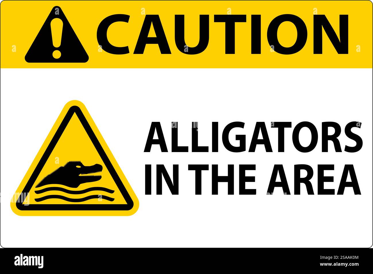 Attenzione alligatori nell'area Sign Illustrazione Vettoriale