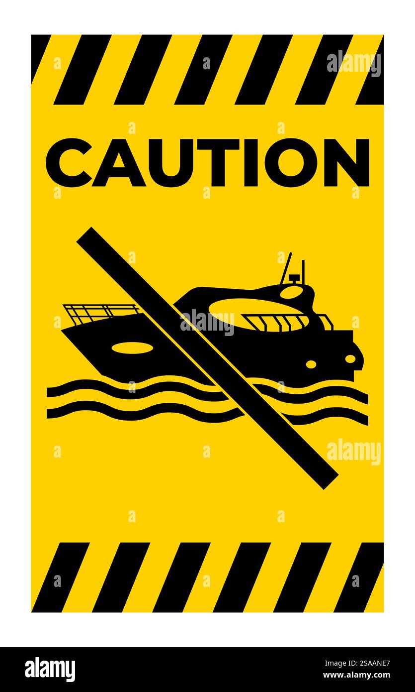 Segnale di sicurezza per l'acqua attenzione, nessun veicolo artigianale motorizzato Illustrazione Vettoriale