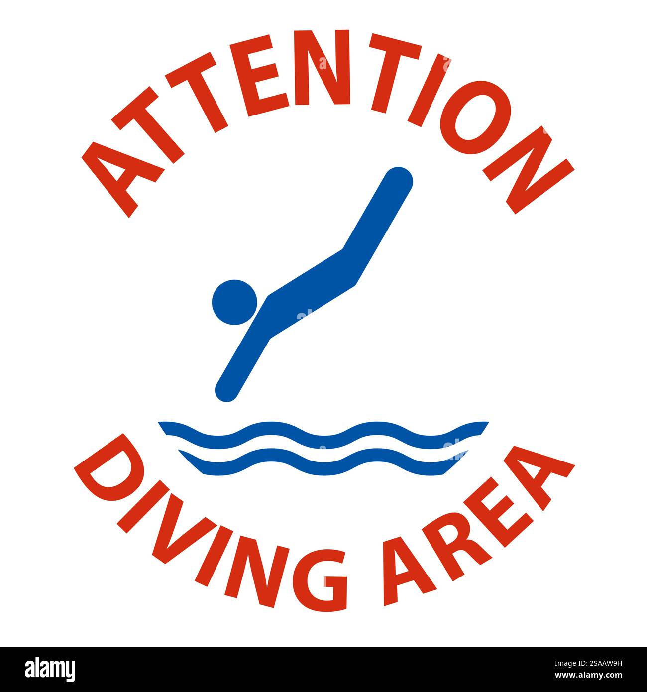 Segnale di sicurezza per l'acqua attenzione - area di immersione Illustrazione Vettoriale