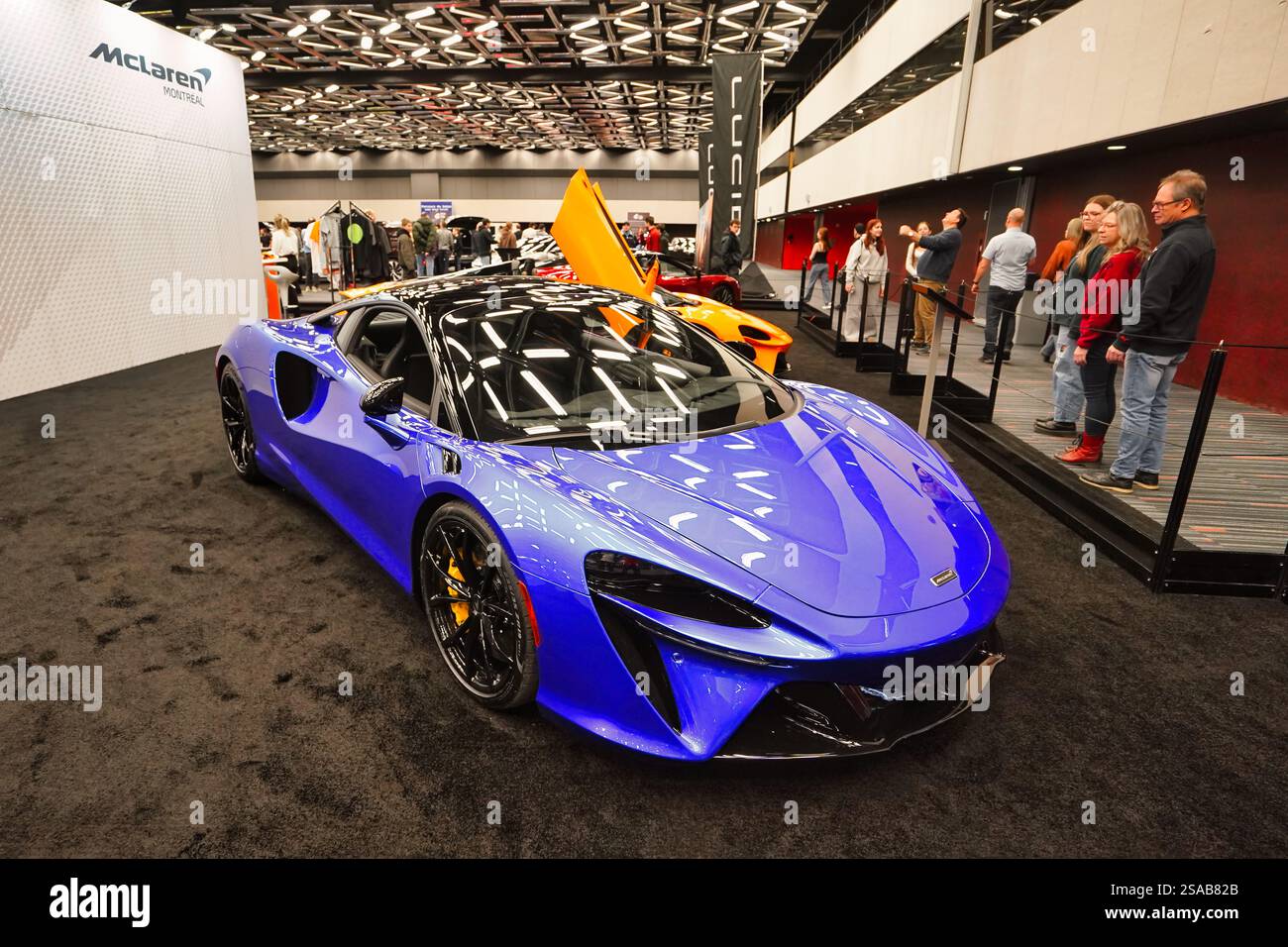 McLaren Kiosque al salone dell'automobile di Montreal. Foto Stock