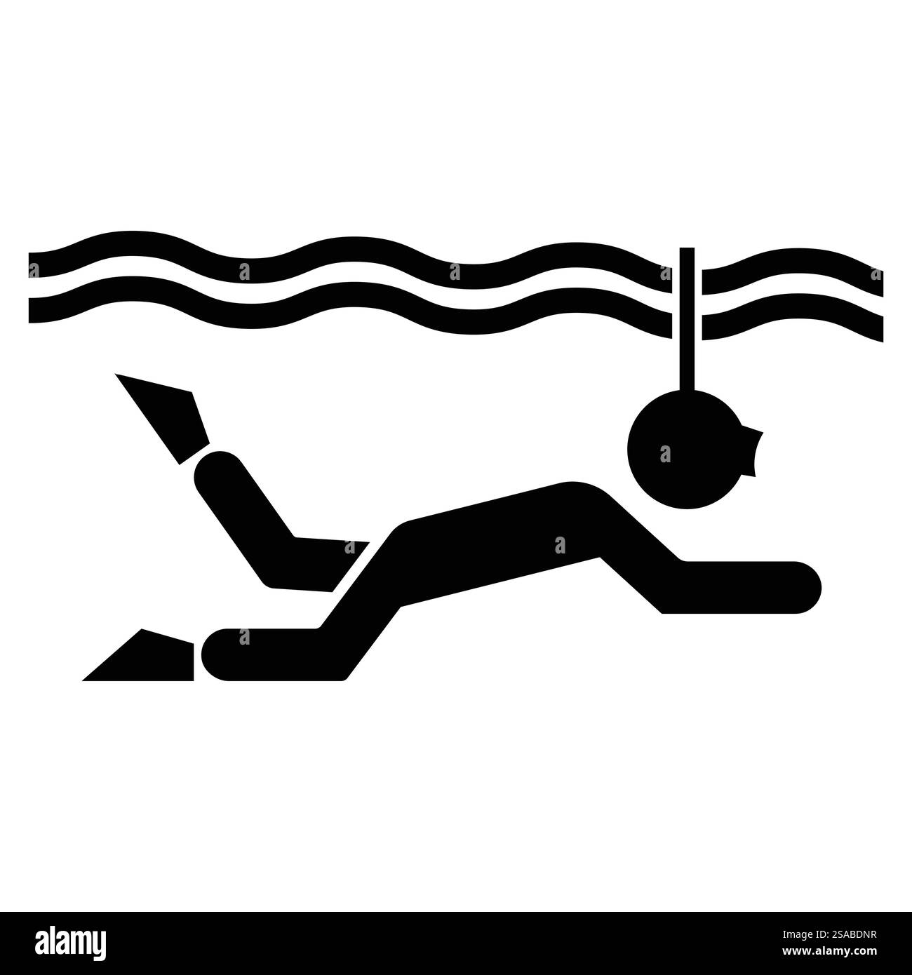 Un'icona elegante e moderna che rappresenta un nuotatore in azione, perfetta per fitness e sport. Ideale per progetti che si concentrano su attività di nuoto e fitness acquatico. Illustrazione Vettoriale