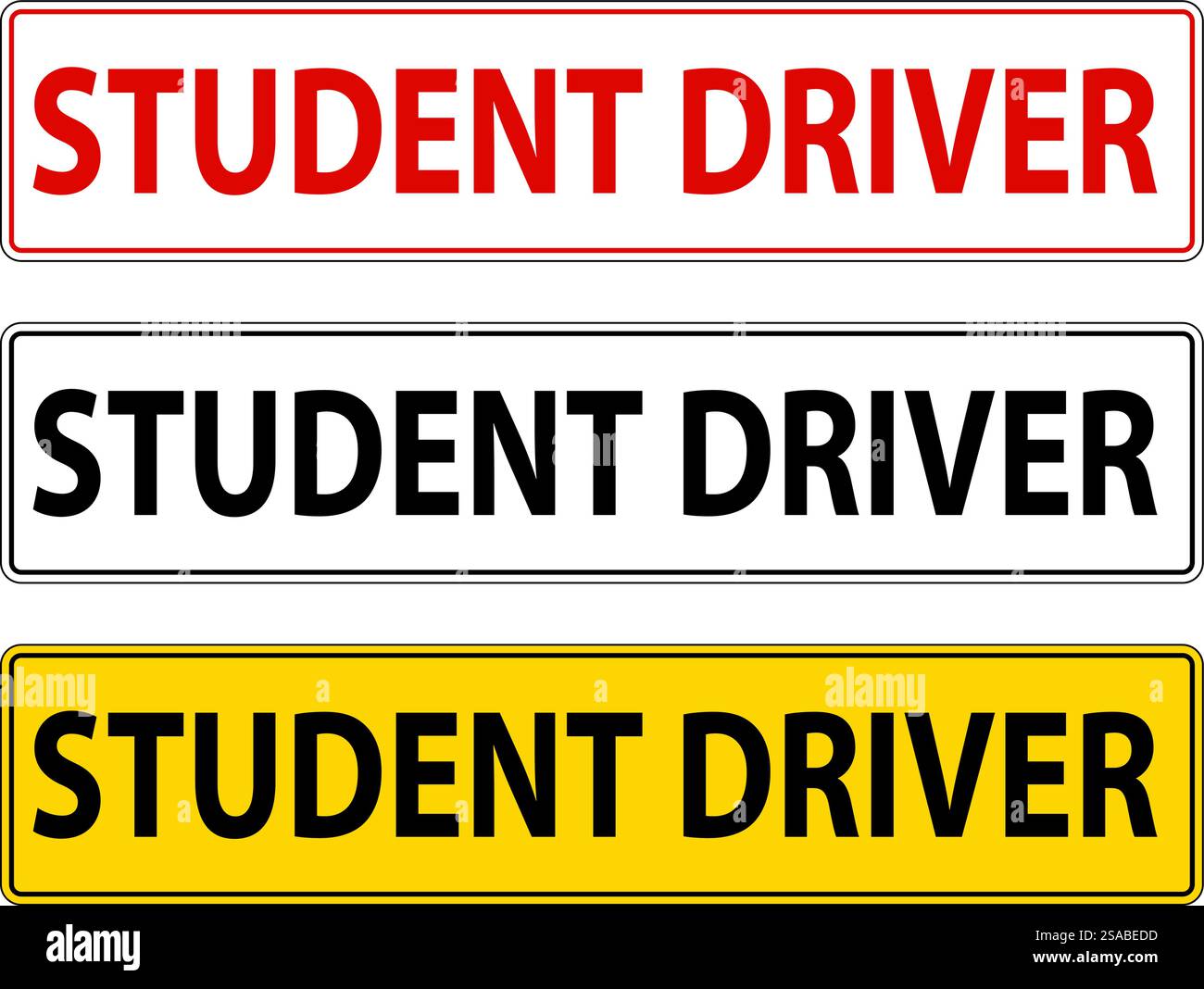 Insegna auto magnetica conducente studente, conducente studente Illustrazione Vettoriale