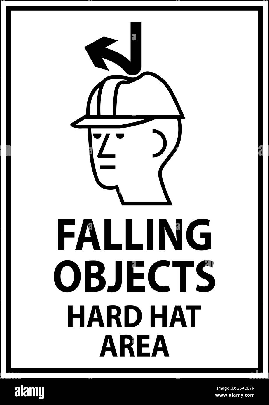 Cartello di pericolo, caduta di oggetti Hard Hat area Illustrazione Vettoriale