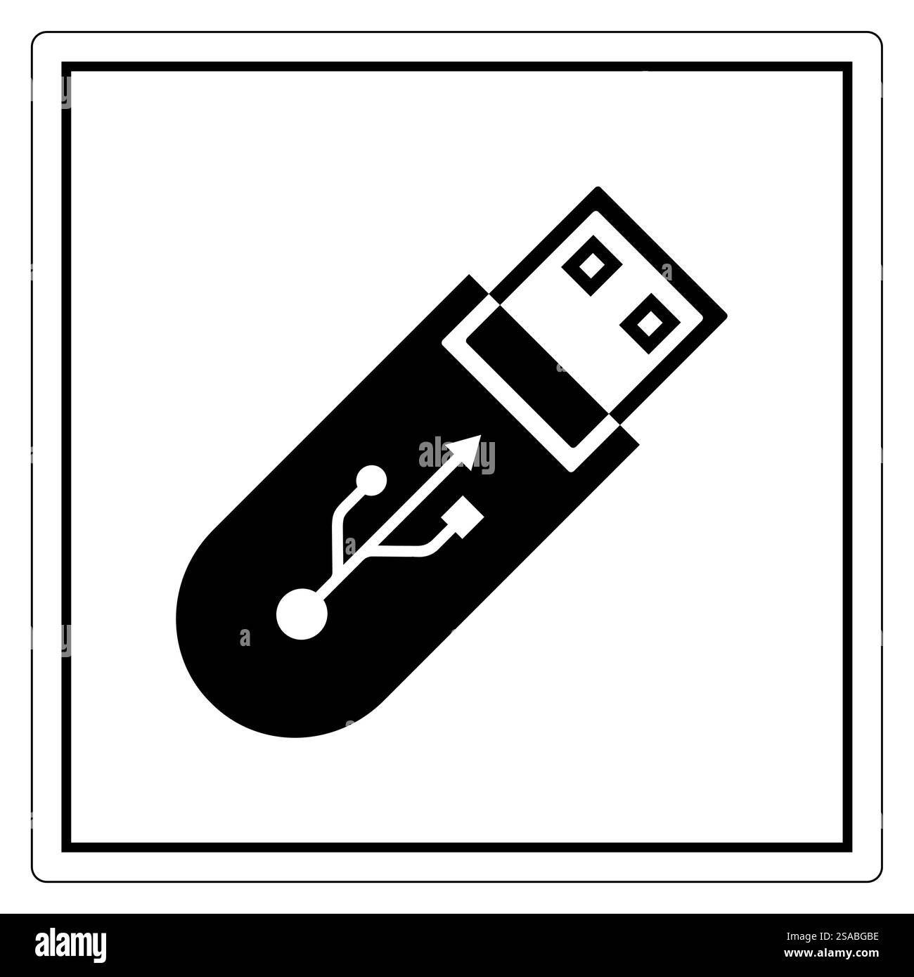 Semplice icona dell'unità flash USB che rappresenta l'archiviazione digitale e il trasferimento dei dati. Ideale per temi legati alla tecnologia e progetti di grafica. Illustrazione Vettoriale