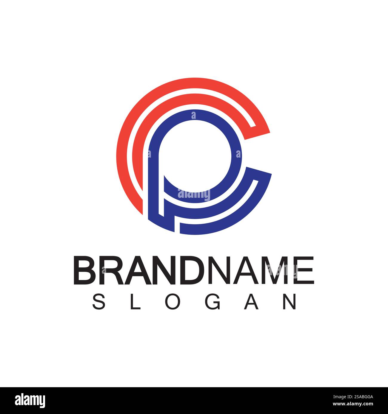 Lettera minuscola iniziale logo cp, pc, p interno c, monogramma forma arrotondata Illustrazione Vettoriale