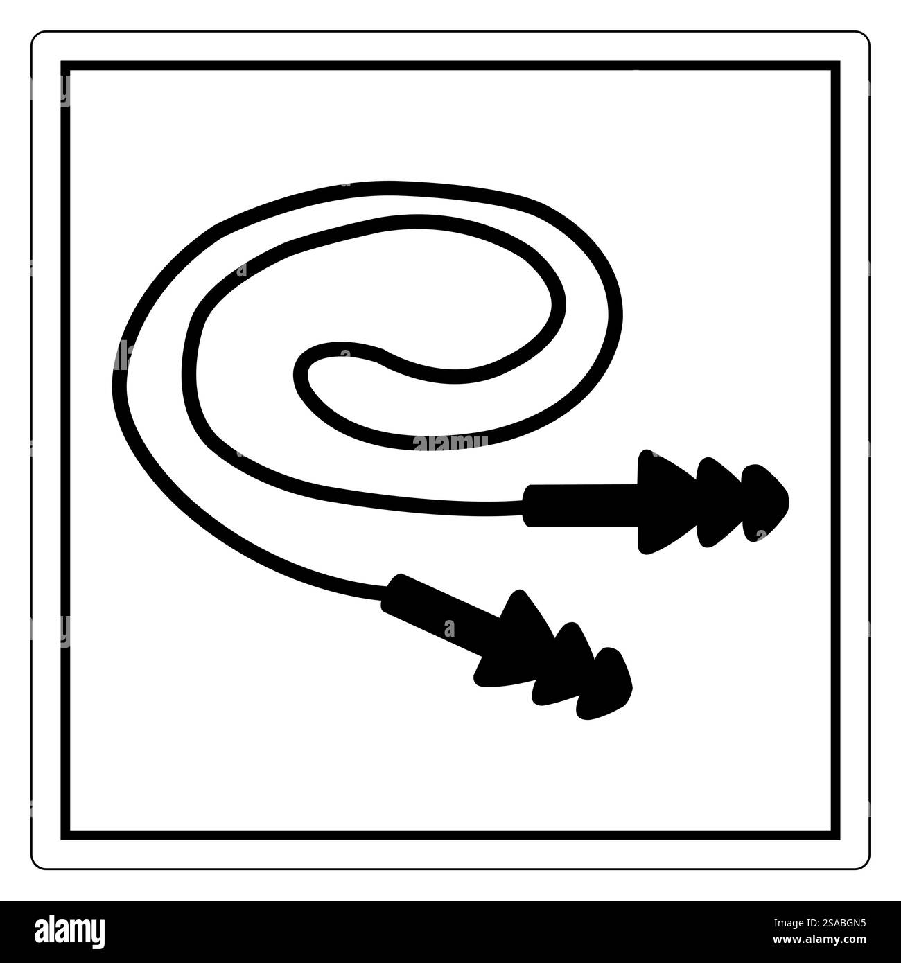 Un'illustrazione nera minimalista di una corda per saltare, che simboleggia il fitness e lo stile di vita attivo. Perfetto per rappresentare l'esercizio fisico, la motivazione e una vita sana. Illustrazione Vettoriale