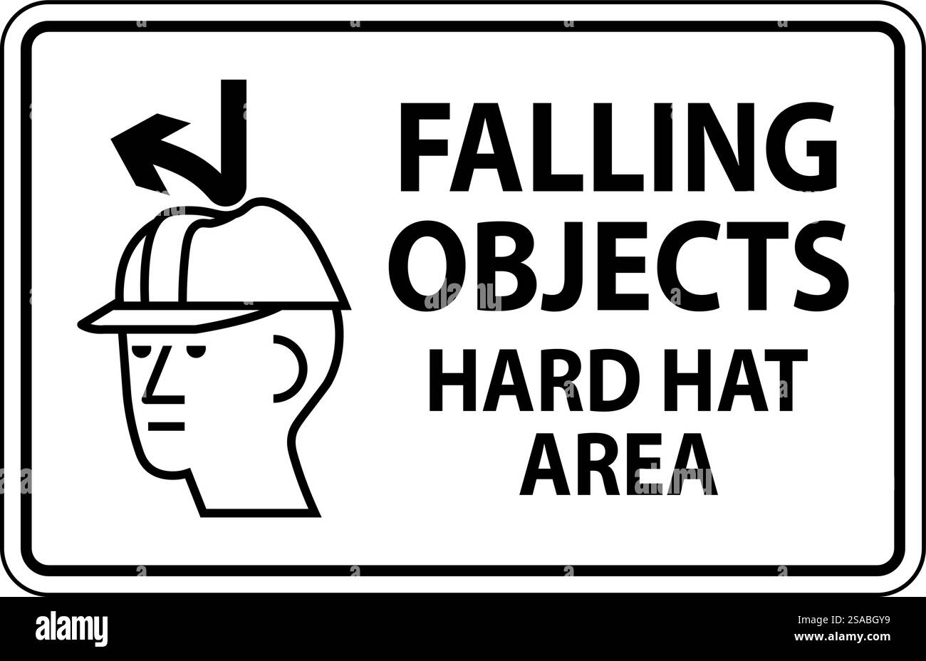 Cartello di pericolo, caduta di oggetti Hard Hat area Illustrazione Vettoriale