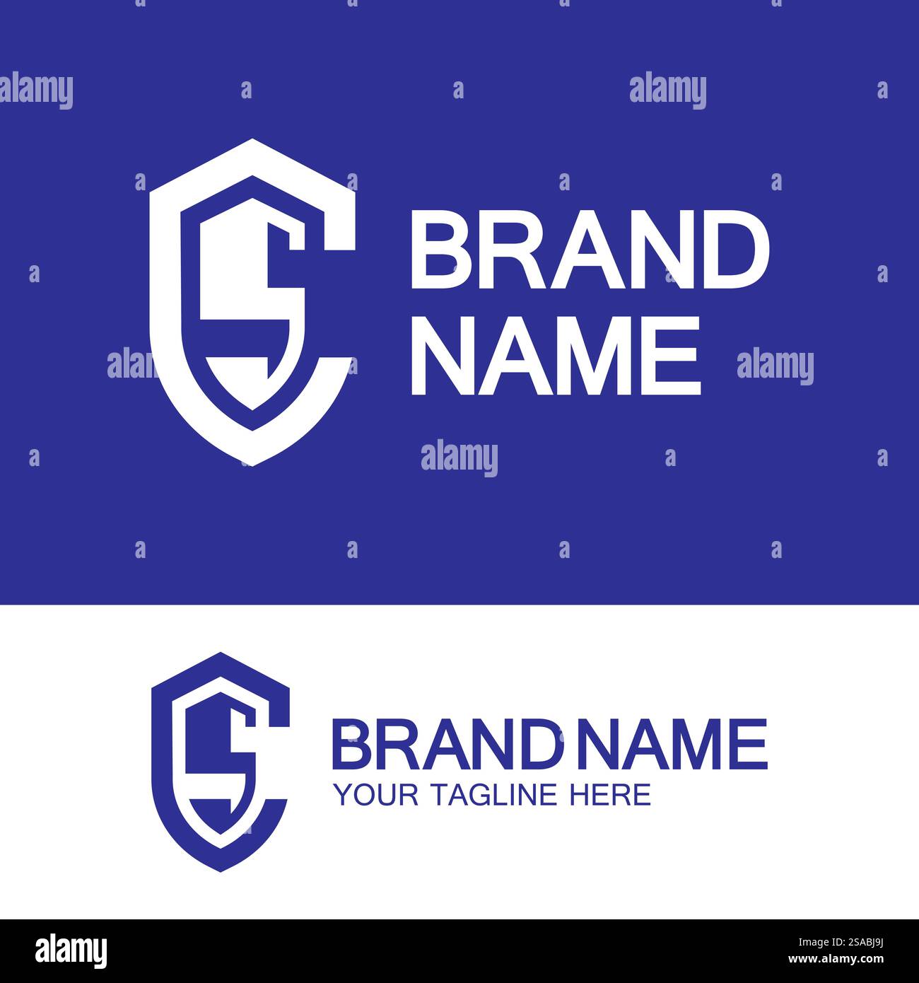 Logo CS o logo SC. Logo Creative Letter CS o SC monogram forma a scudo. Illustrazione Vettoriale