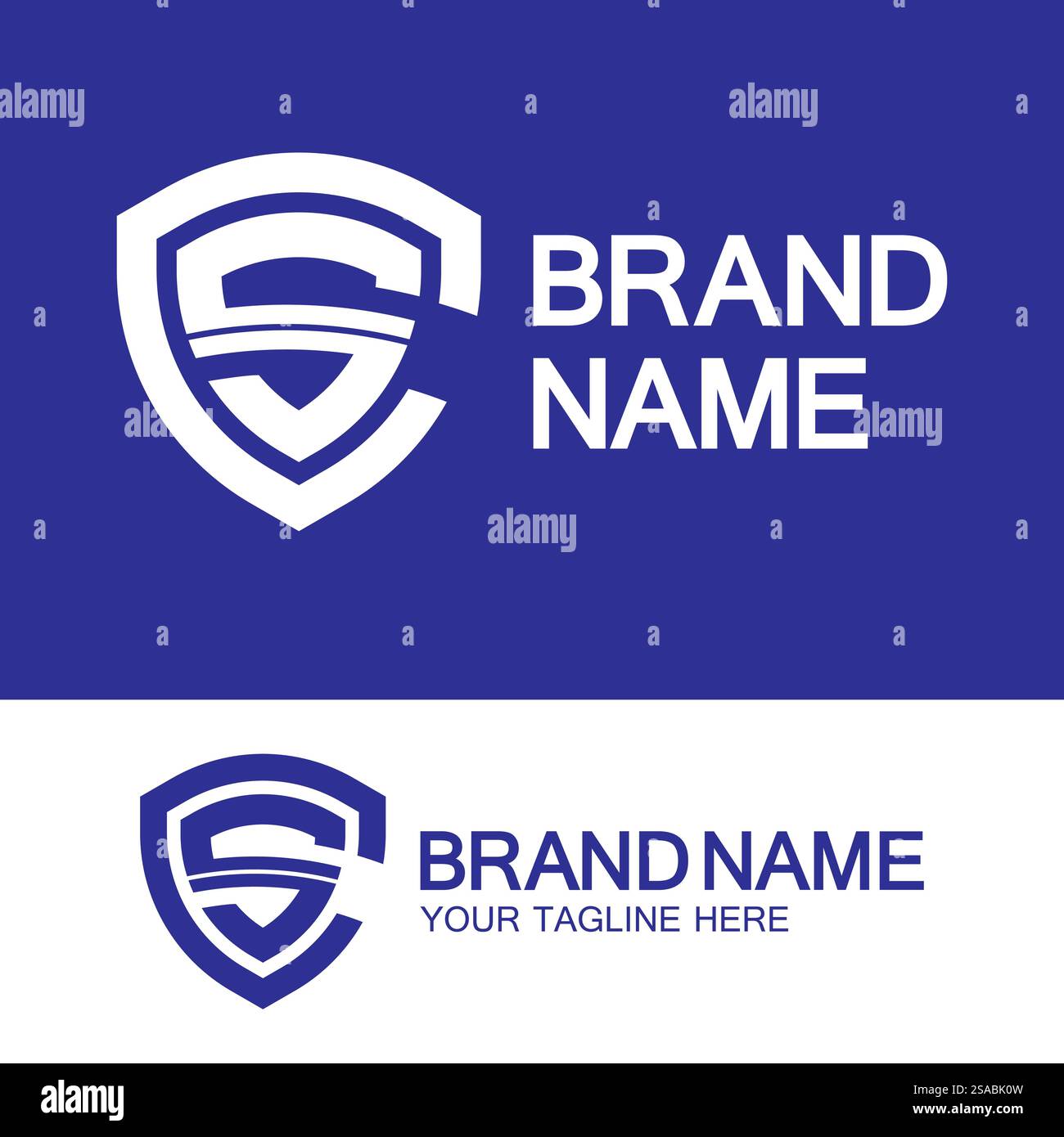 Logo CS o logo SC. Logo Creative Letter CS o SC monogram forma a scudo. Illustrazione Vettoriale