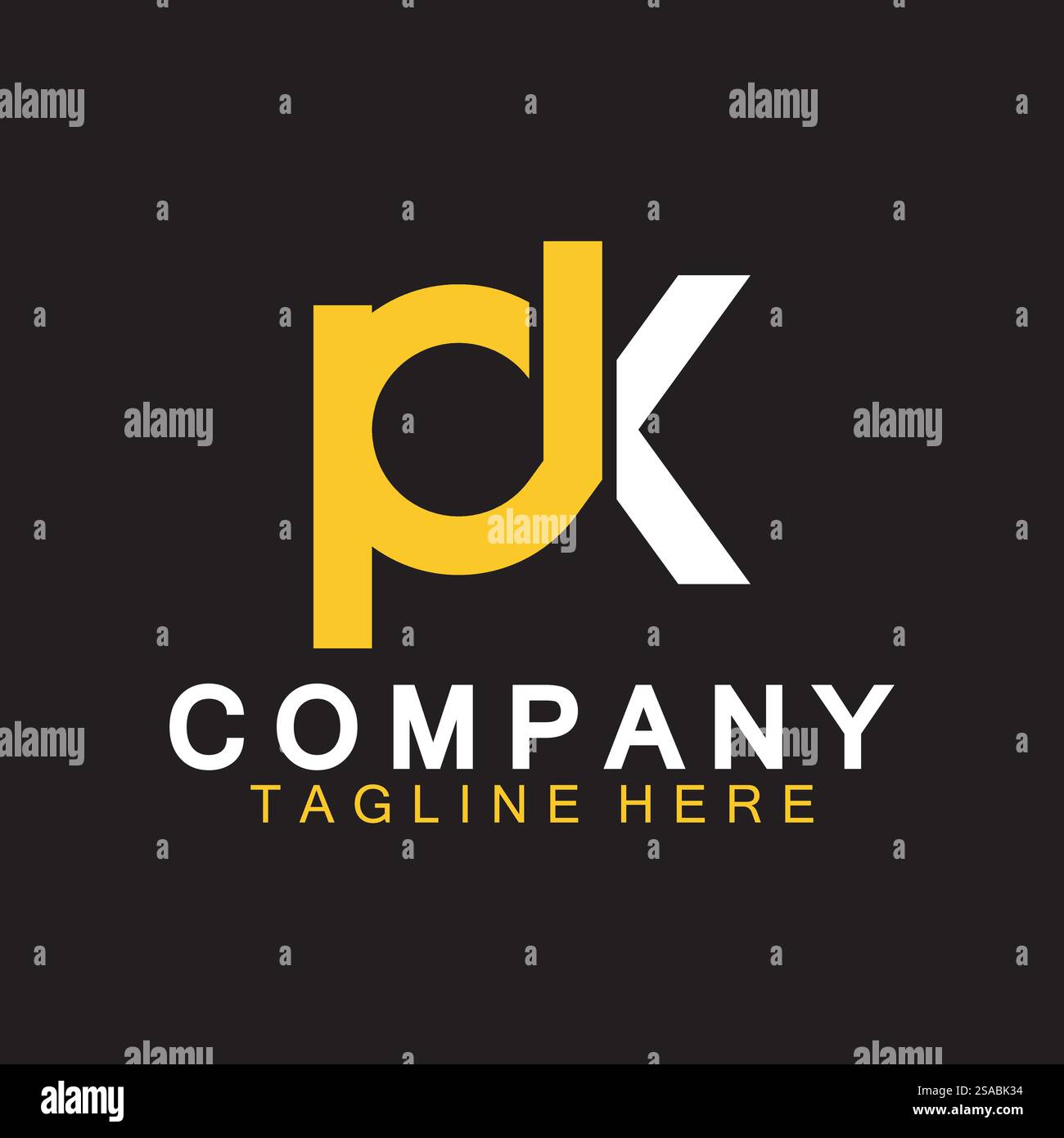 Lettera iniziale modello vettoriale disegno logo PK. Illustrazione Vettoriale