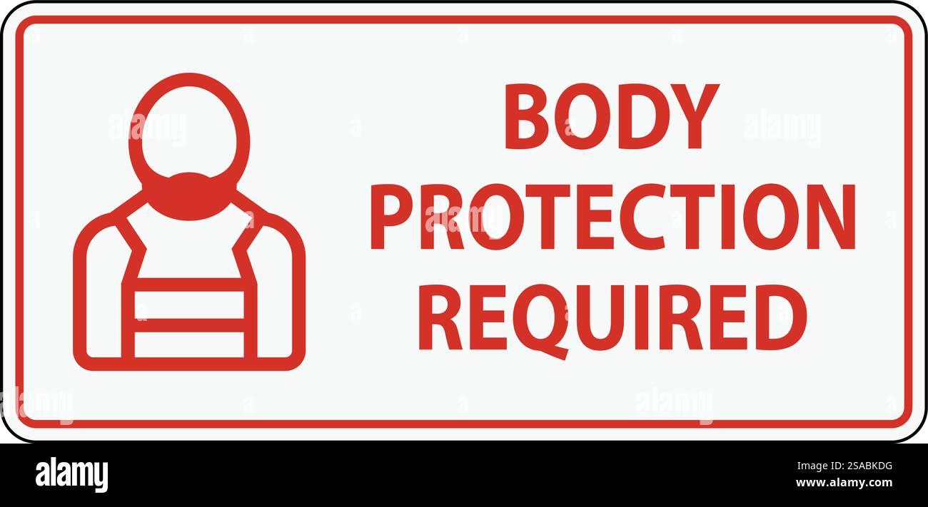 Un segnale di sicurezza chiaro che indica l'uso obbligatorio di dispositivi di protezione del corpo in un'area designata. Illustrazione Vettoriale