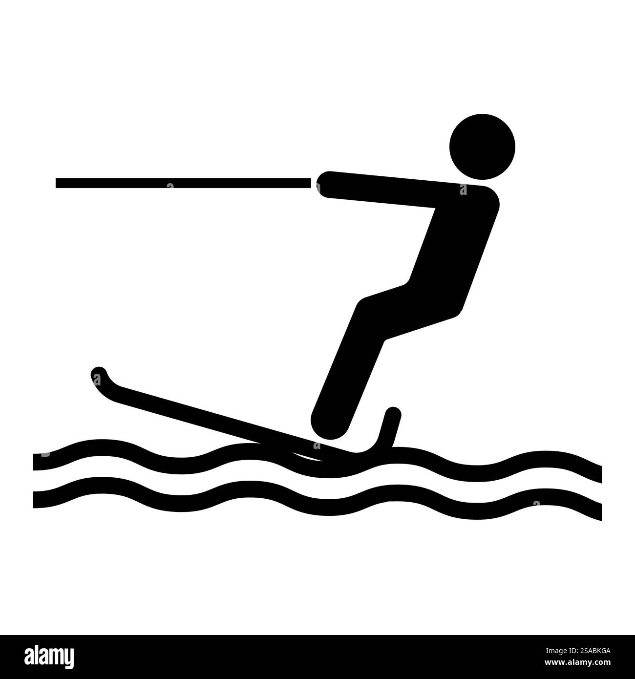 Godetevi una giornata emozionante di sci d'acqua in una giornata estiva di sole. Perfetto per gli amanti delle attività all'aperto che cercano divertimento ed equilibrio in uno sport ricreativo. Illustrazione Vettoriale