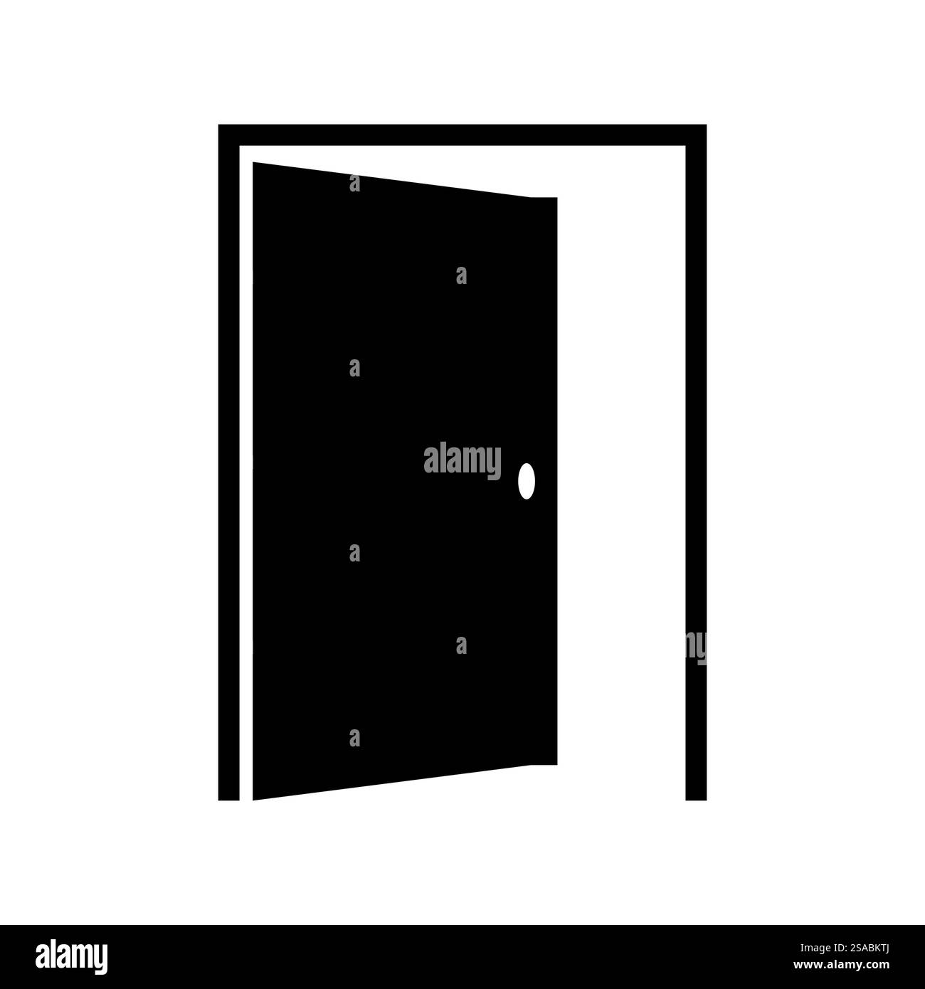 Un'icona minimalista dello sportello nera visualizzata su uno sfondo bianco pulito. Perfetto per rappresentare i concetti di ingresso, accesso e design di interni in vari progetti. Illustrazione Vettoriale