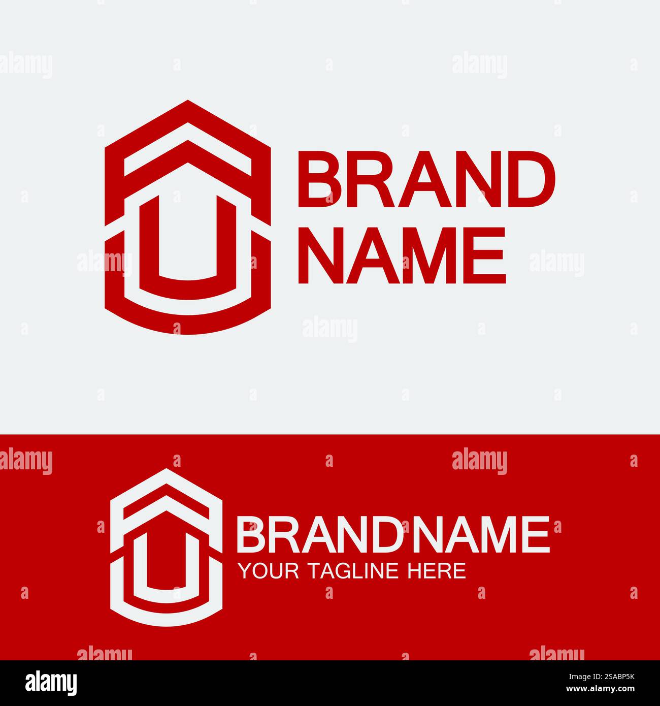 Modello di logo Creative Letter AU o UA Illustrazione Vettoriale