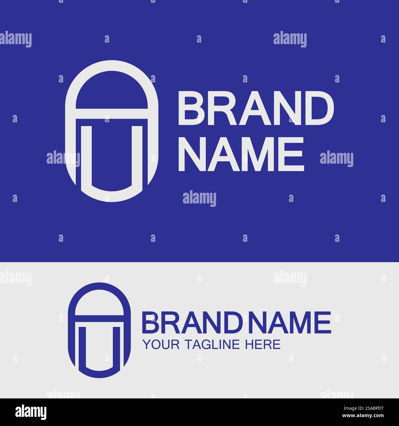 Modello di logo Creative Letter AU o UA Illustrazione Vettoriale