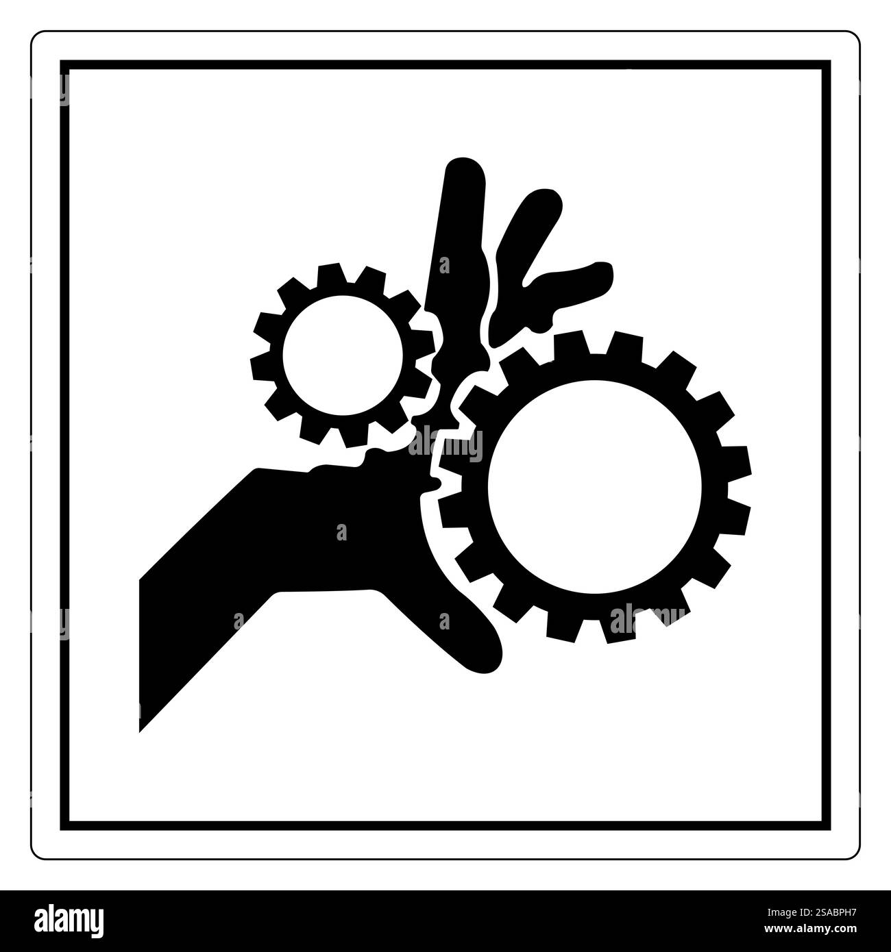 Una rappresentazione grafica di un attrezzo che regge la mano, simboleggia i concetti di industria, innovazione e processi ingegneristici in uno stile minimalista. Illustrazione Vettoriale