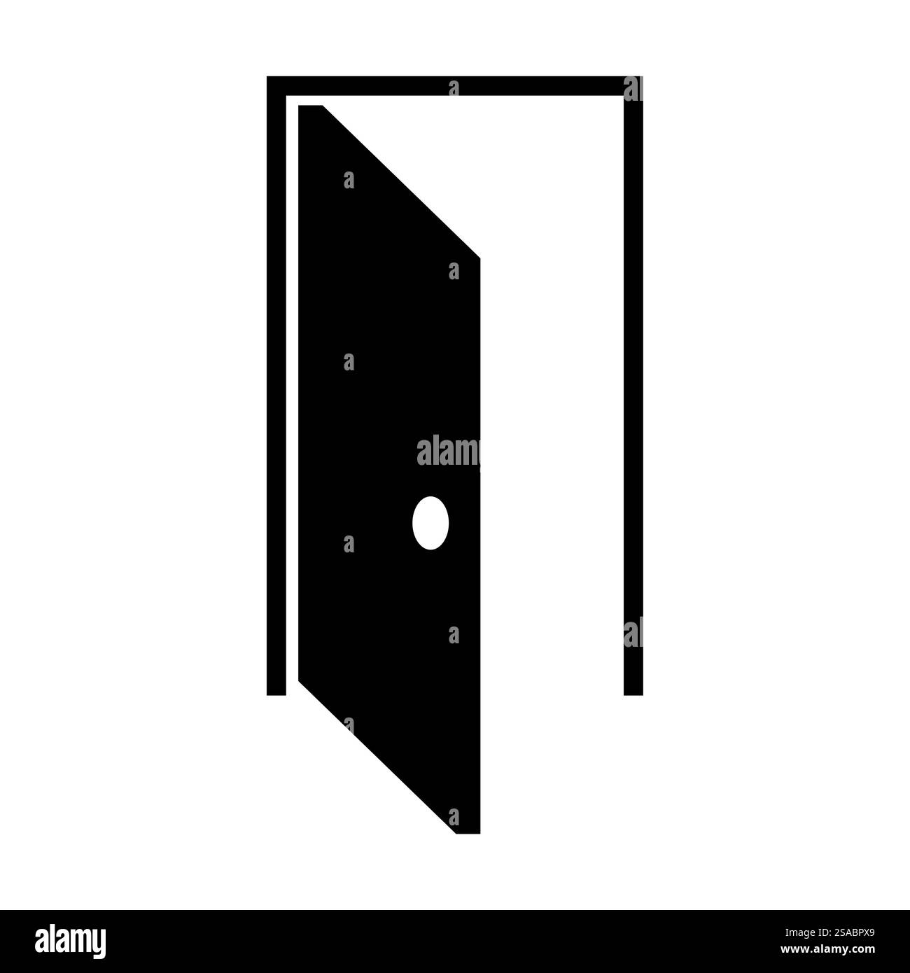 Questa icona della porta aperta rappresenta l'opportunità e l'accesso. Presenta un design minimalista, perfetto per vari progetti relativi alla transizione e ai nuovi inizi. Illustrazione Vettoriale