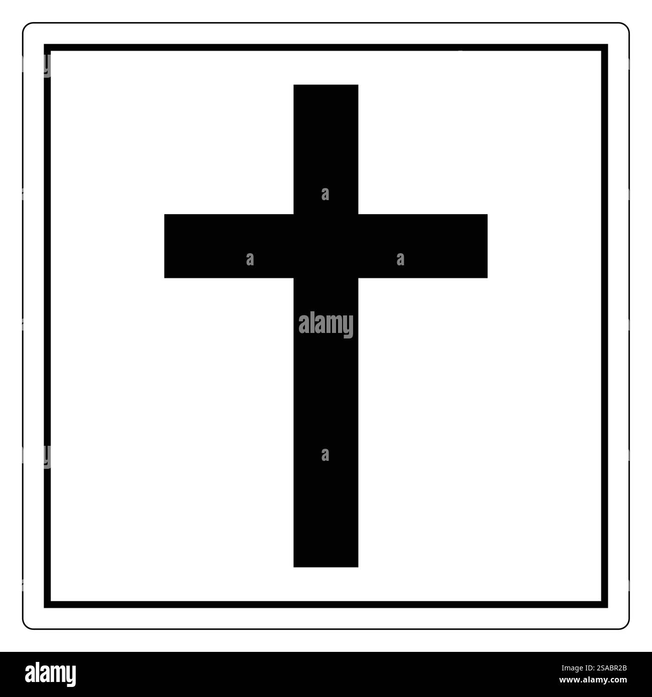 Una croce nera minimalista su sfondo bianco, che rappresenta la fede e la spiritualità. Ideale per temi religiosi, grafica e design che enfatizzano la fede. Illustrazione Vettoriale