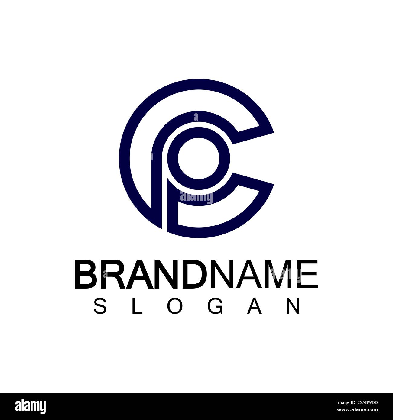 Lettera minuscola iniziale logo cp, pc, p interno c, monogramma forma arrotondata Illustrazione Vettoriale