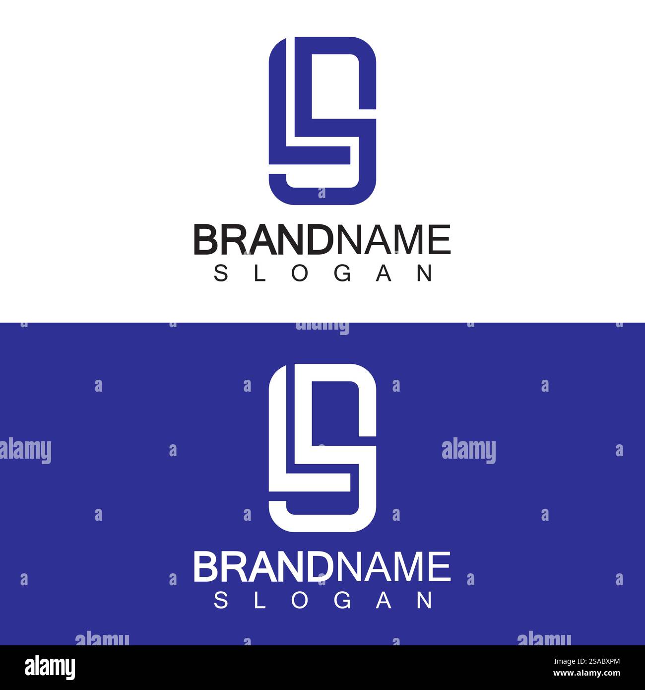 Vettore modello di disegno con logo lettera LS in forma quadrata Illustrazione Vettoriale