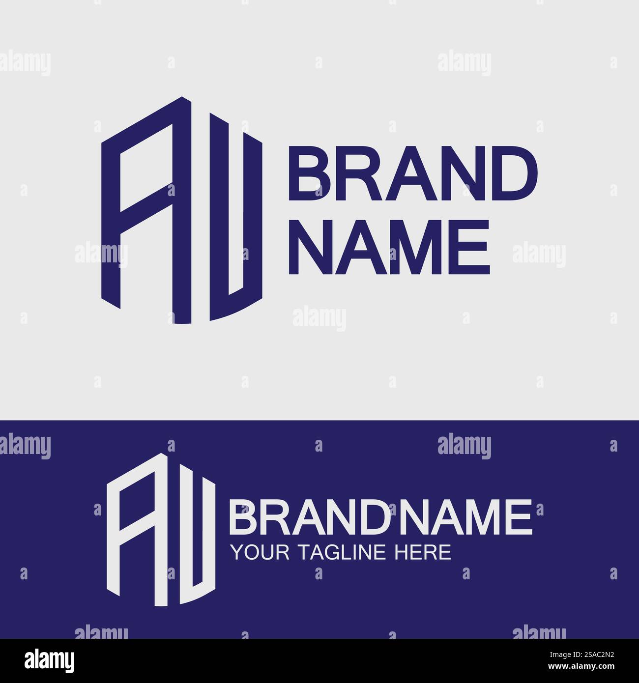 Modello di logo Creative Letter AU o UA Illustrazione Vettoriale