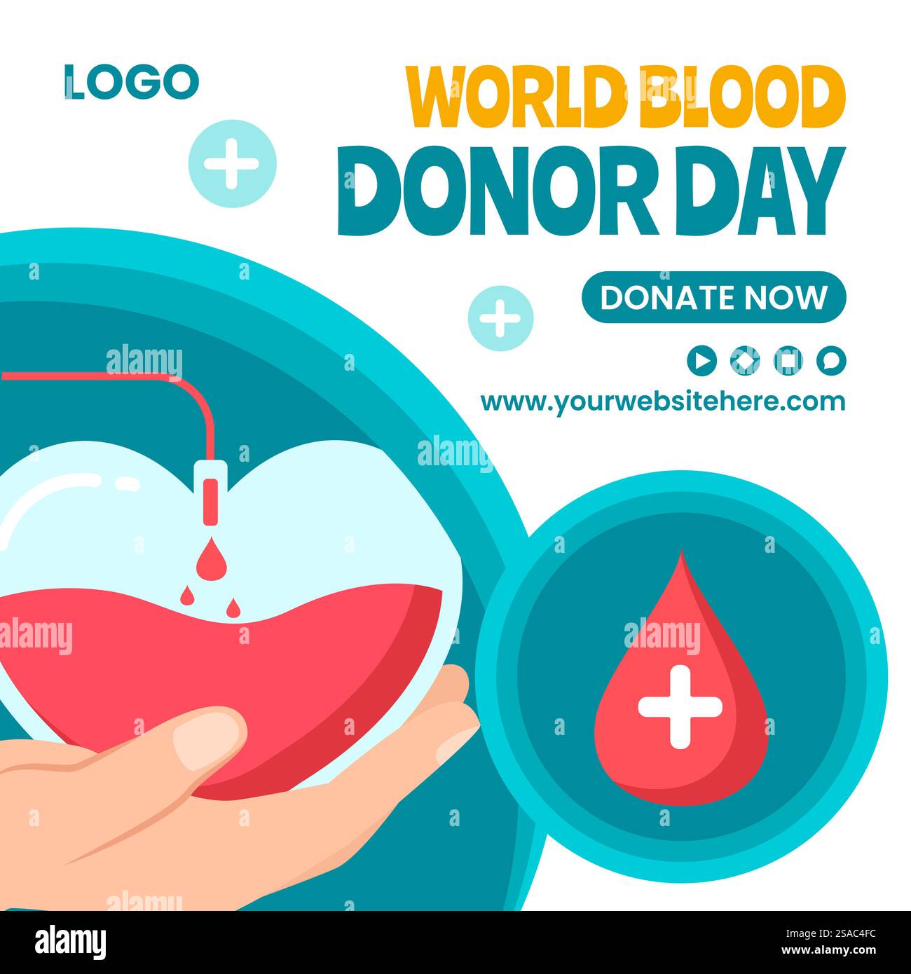 Blood Donor Day Social Media Illustration Flat Cartoon Hand Drawn Templates background Illustrazione Vettoriale