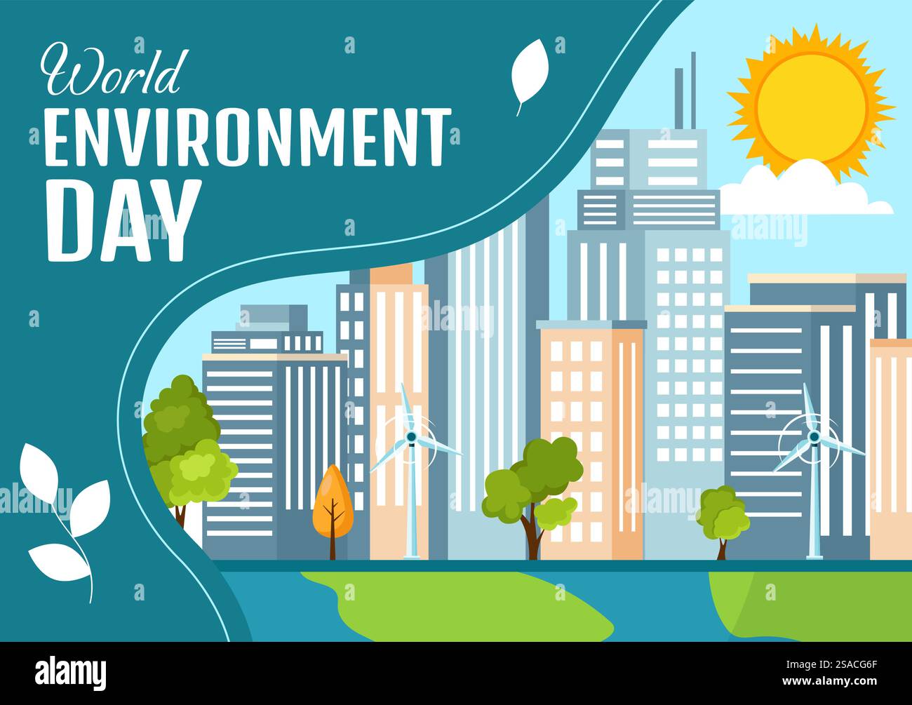 Illustrazione dei modelli disegnati a mano per il giorno dell'ambiente sui social media Illustrazione Vettoriale