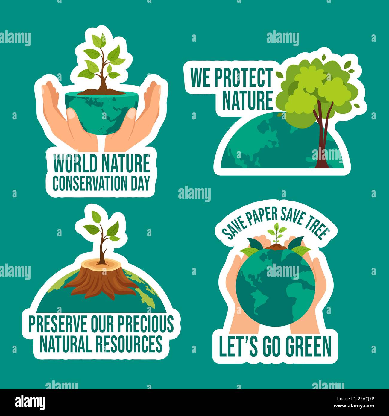 Illustrazione di sfondo per l'etichetta del giorno per la conservazione della natura modelli disegnati a mano Illustrazione Vettoriale