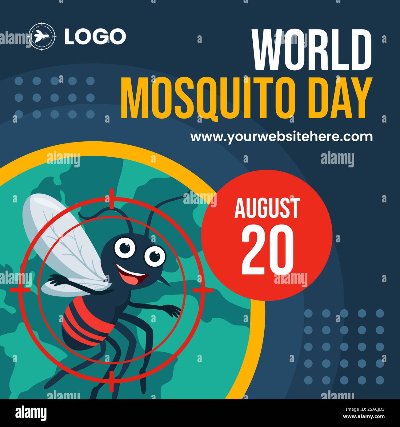 Illustrazione dei social media per il giorno della zanzara sfondo dei modelli disegnati a mano Illustrazione Vettoriale