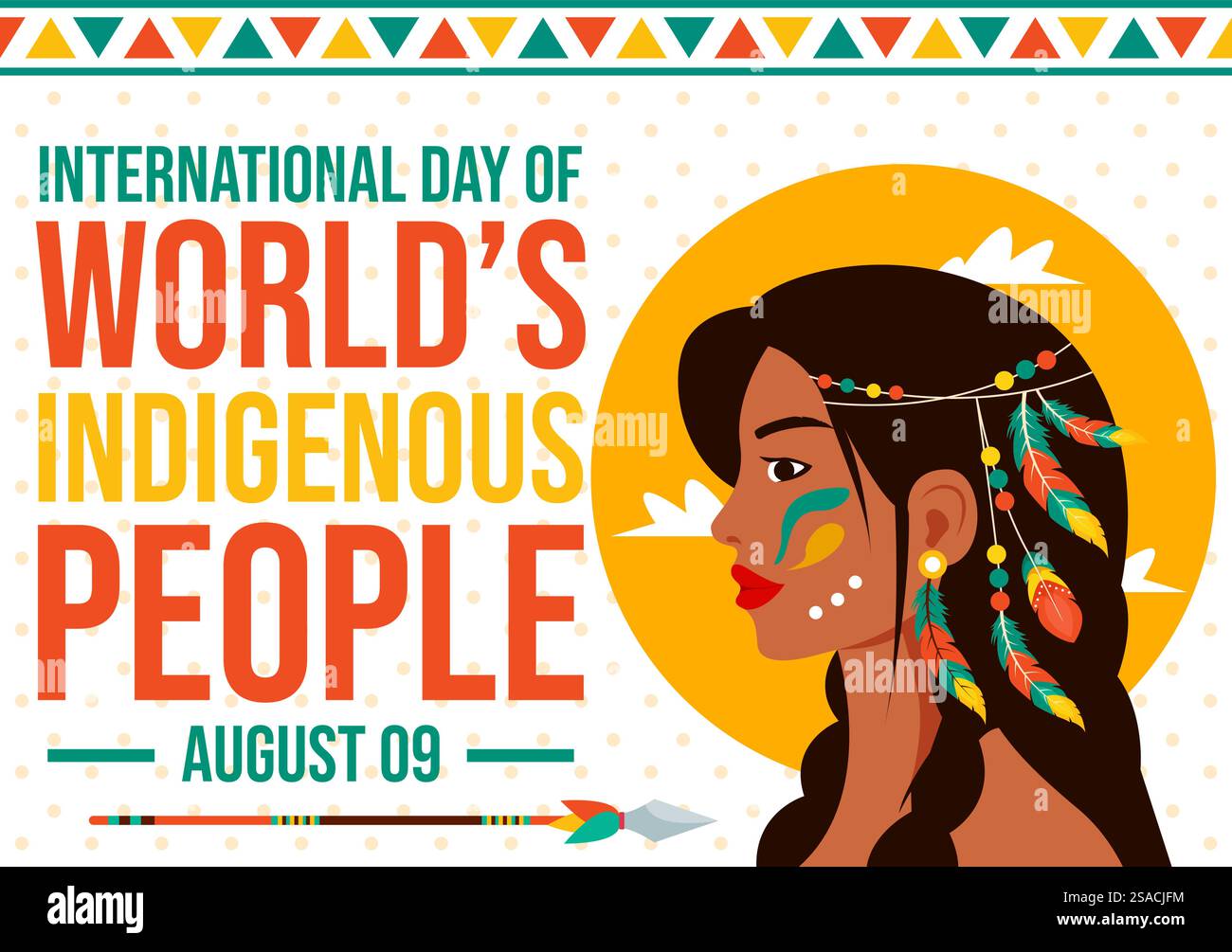 Vector Illustration for World Indigenous People Day il 9 agosto per sensibilizzare e proteggere i diritti delle popolazioni, con sfondo piatto Illustrazione Vettoriale