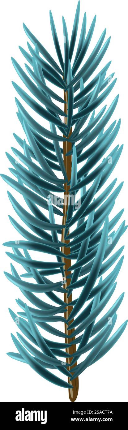 Elemento di ramificazione dell'abete natalizio blu. Illustrazione vettoriale. Illustrazione Vettoriale