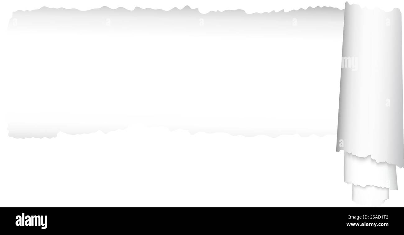 Carta strappata con bordo arrotolato. Illustrazione vettoriale. Illustrazione Vettoriale