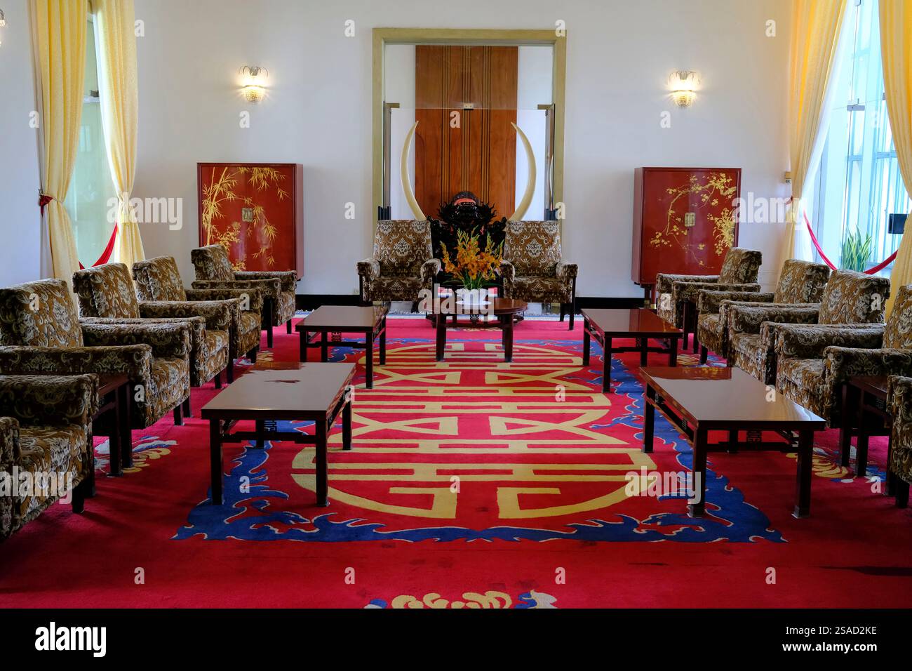 La riunificazione o Palazzo dell'indipendenza. Era l'edificio governativo del governo sudvietnamita. Sale per ricevimenti presidenziali. Ho chi min Foto Stock