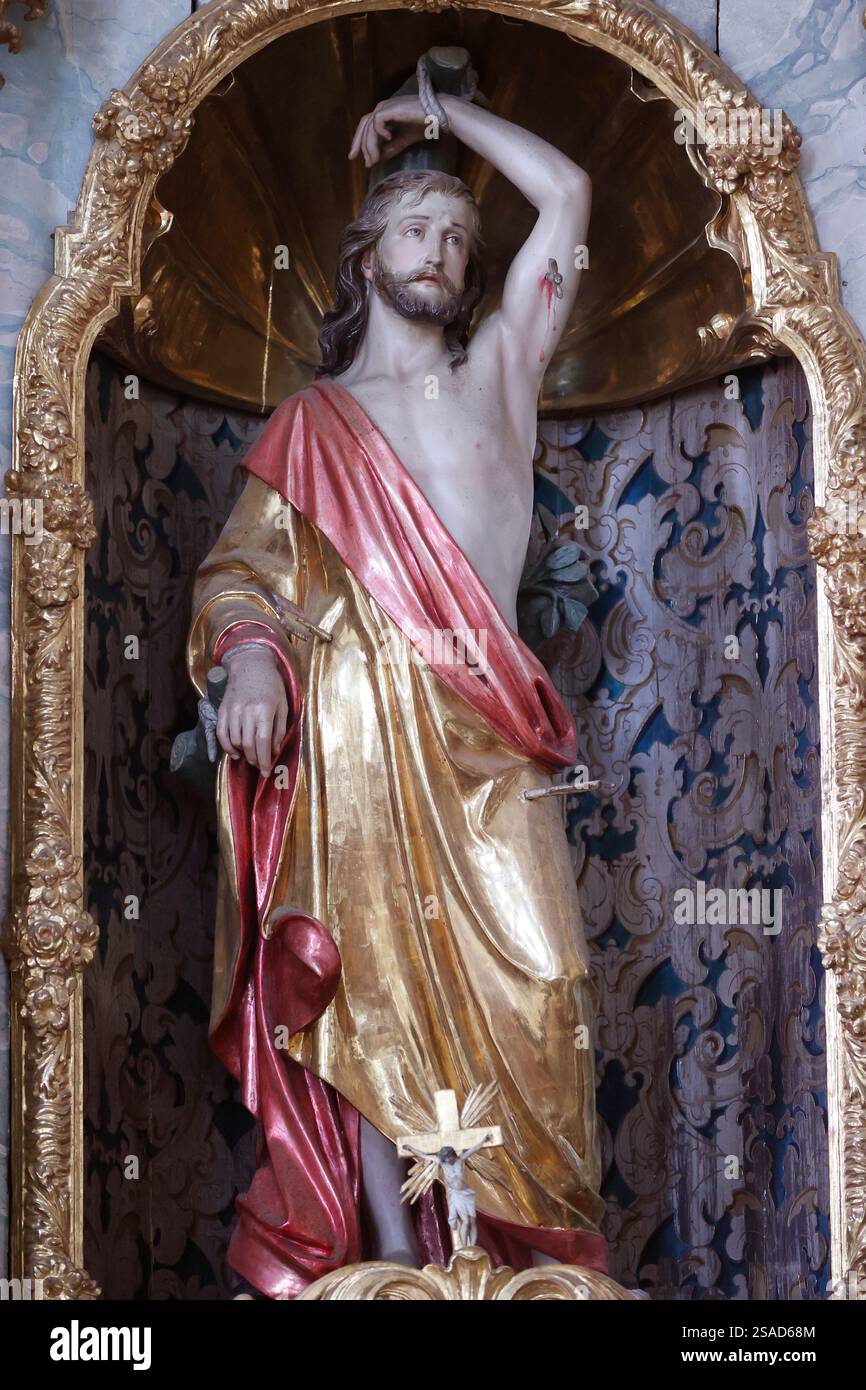 Chiesa di San Giovanni Battista. Martirio di San Sebastiano. Reidenburg. Germania. Foto Stock