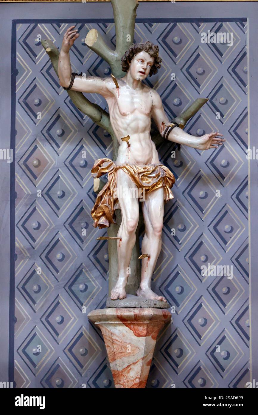 Chiesa parrocchiale della Cattedrale di Lower Minster. Artirio di San Sebastiano. Ratisbona. Germania. Foto Stock