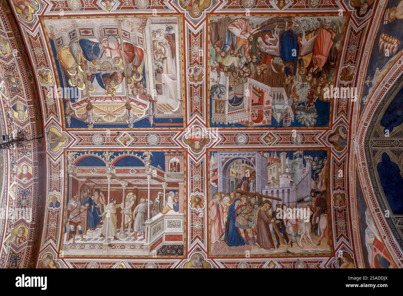 Basilica di San Francesco d'Assisi, Umbria, Italia. Affreschi della chiesa inferiore Foto Stock