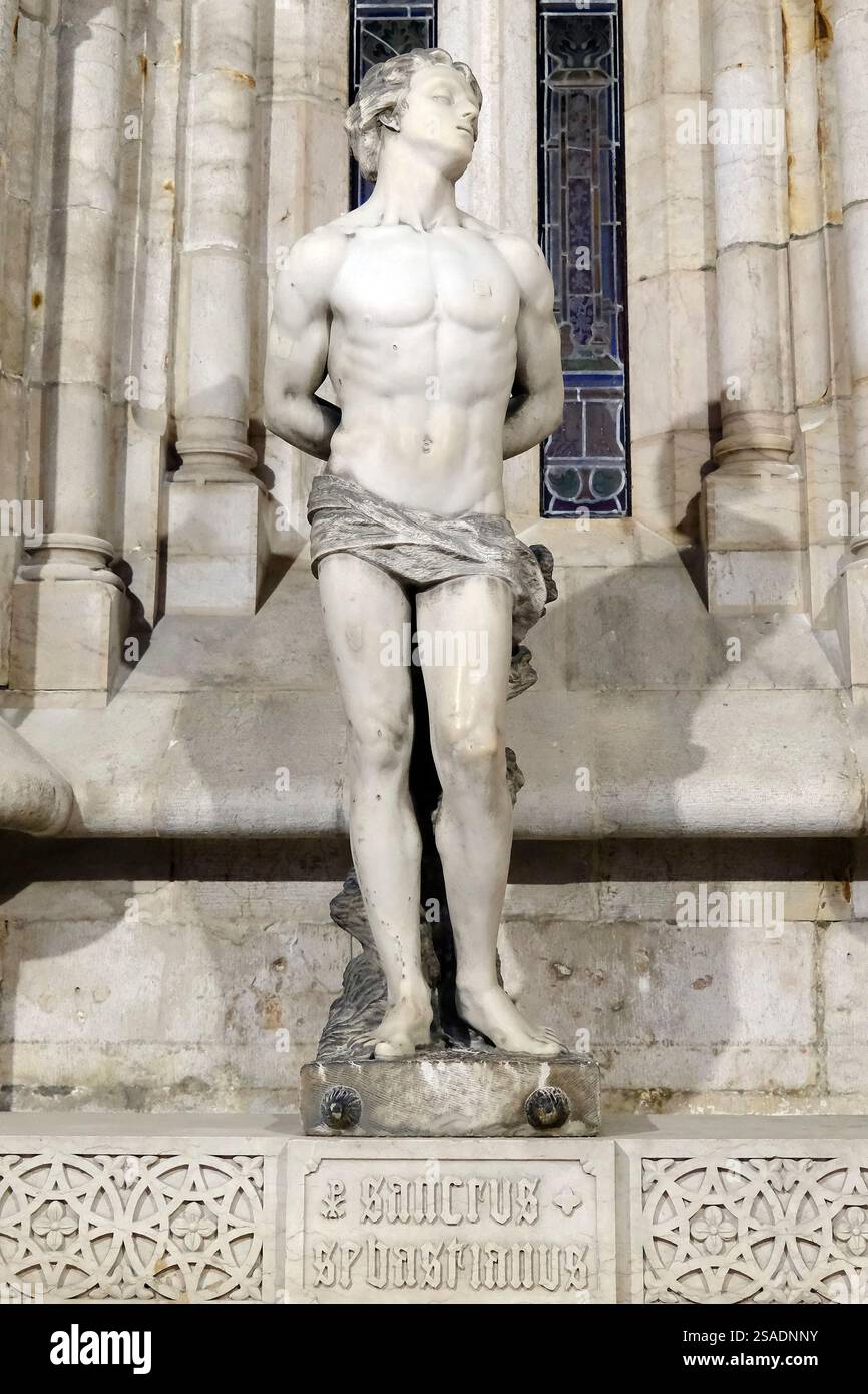 Cattedrale di Lisbona o cattedrale di Santa Maria maggiore. Martirio di San Sebastiano. Cappella. Lisbona. Portogallo. Foto Stock